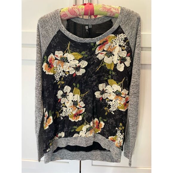 Kut From The Kloth Women's Benter Mixed Material Floral Sweater Top Women’s Sz M - Picture 1 of 6